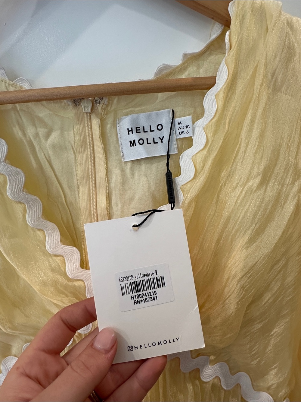 Hello Molly Yellow Dress with White Ruffle Trim - Picture 3 of 5